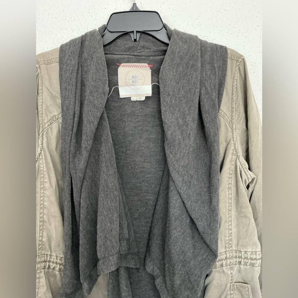 Hei Hei Cascade Anorak Green Utility Grey Scarf Layered Jacket Large - Picture 8 of 15